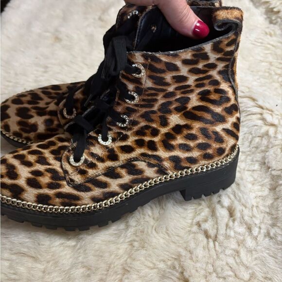 Gianni Bini Brown and Black Combat Moto Boots - Picture 4 of 6